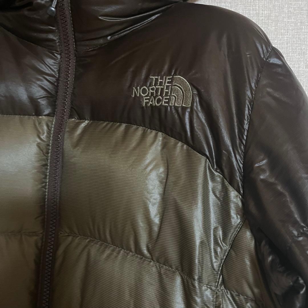 THE NORTH FACE フード付きダウンジャケット ブラウン×カーキ