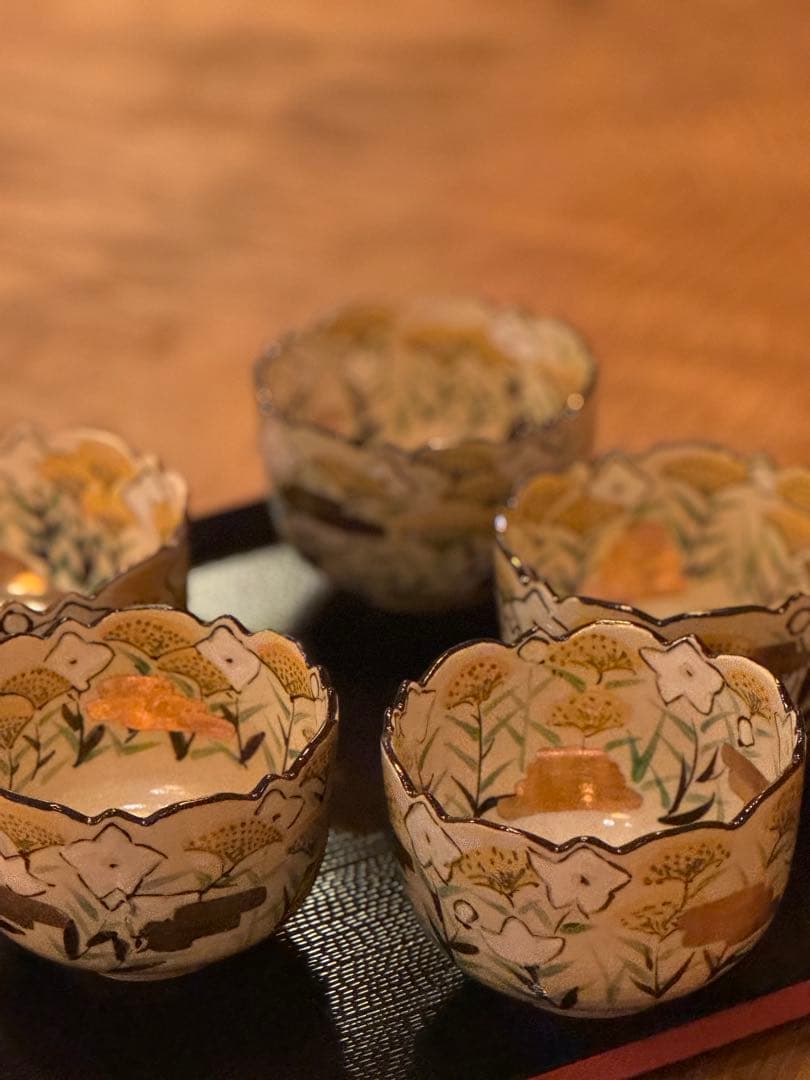 乾山写し　秋草　5セット　陶器　器