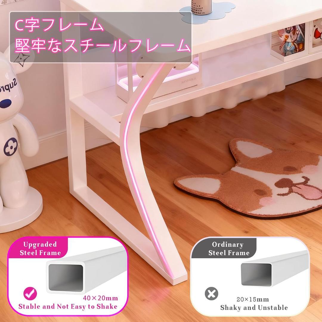 パソコンデスク コンパクト 幅100cm 収納付き 多機能 テーブル 棚付き