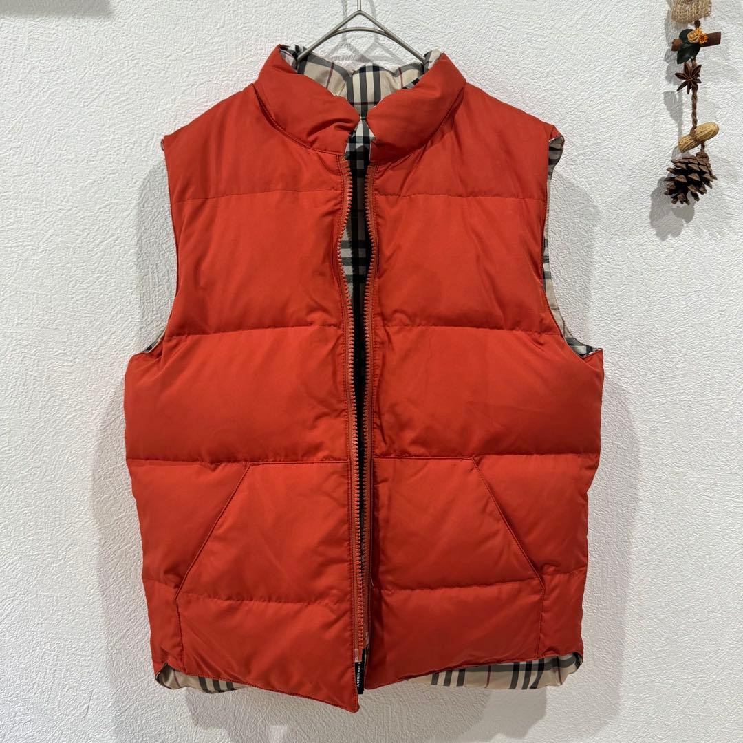 Burberry バーバリー ダウンベスト リバーシブル ノバチェック 赤