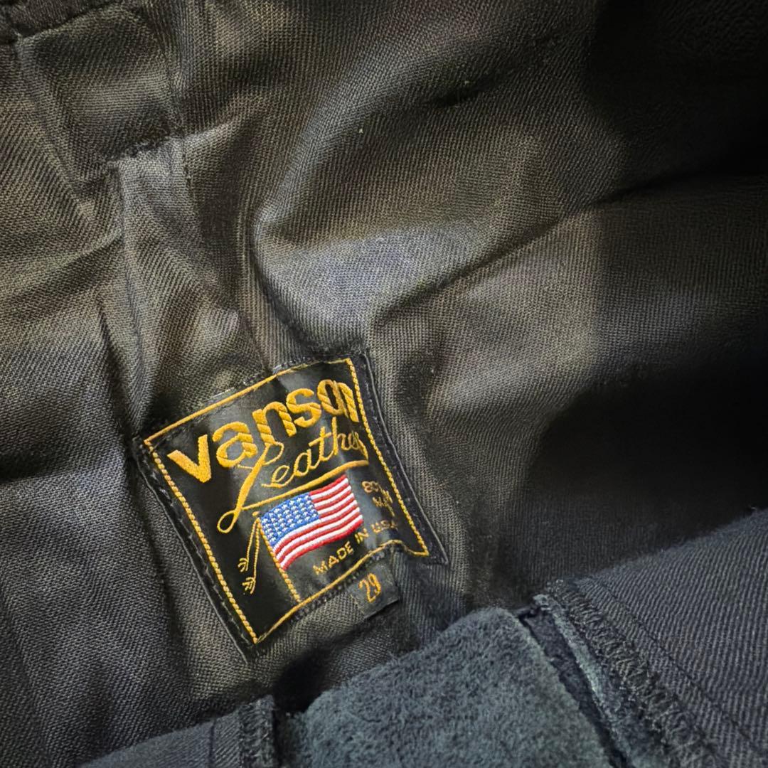vanson バンソン　黒　レザーパンツ　29 カットオフ