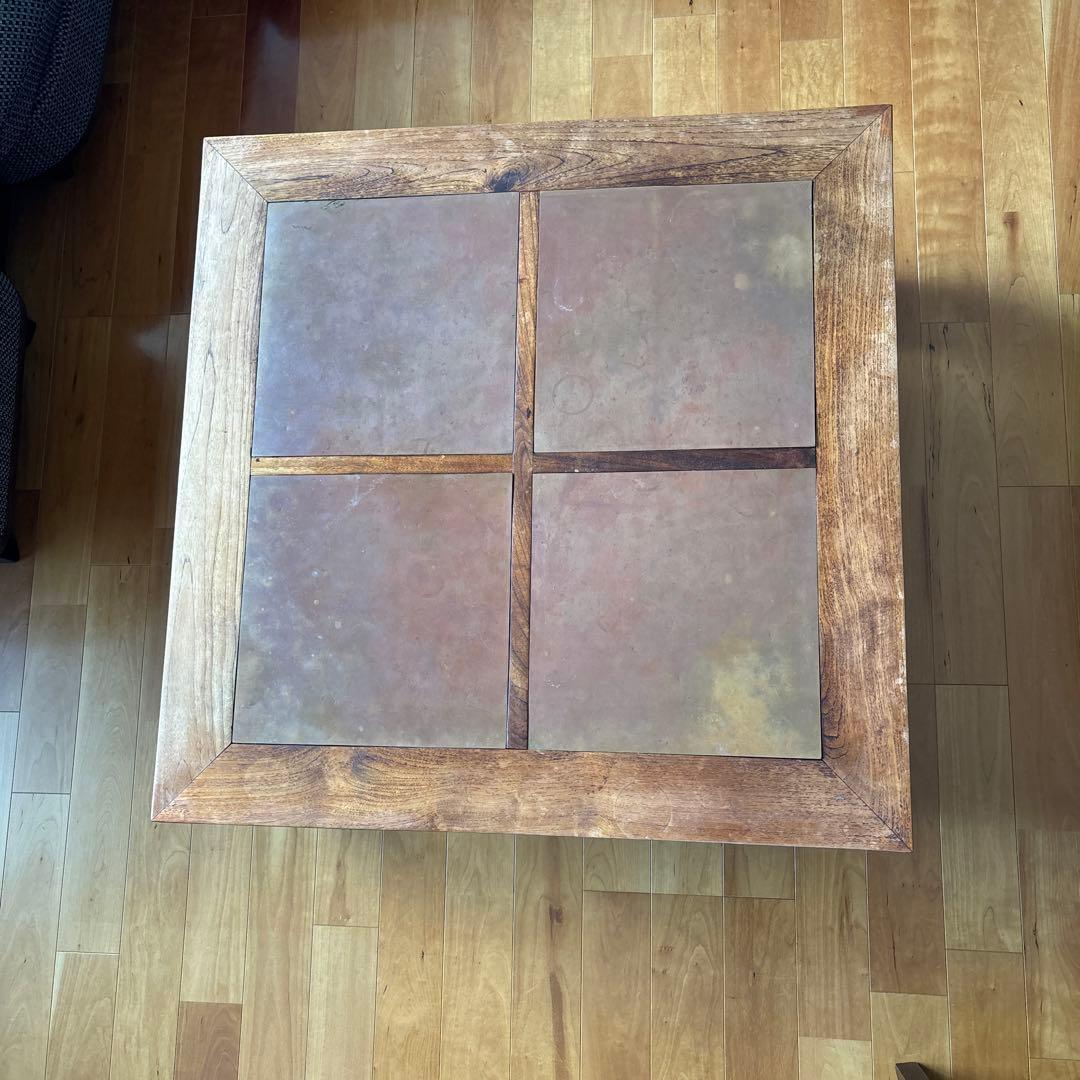 クラシック木製　座卓 銅板