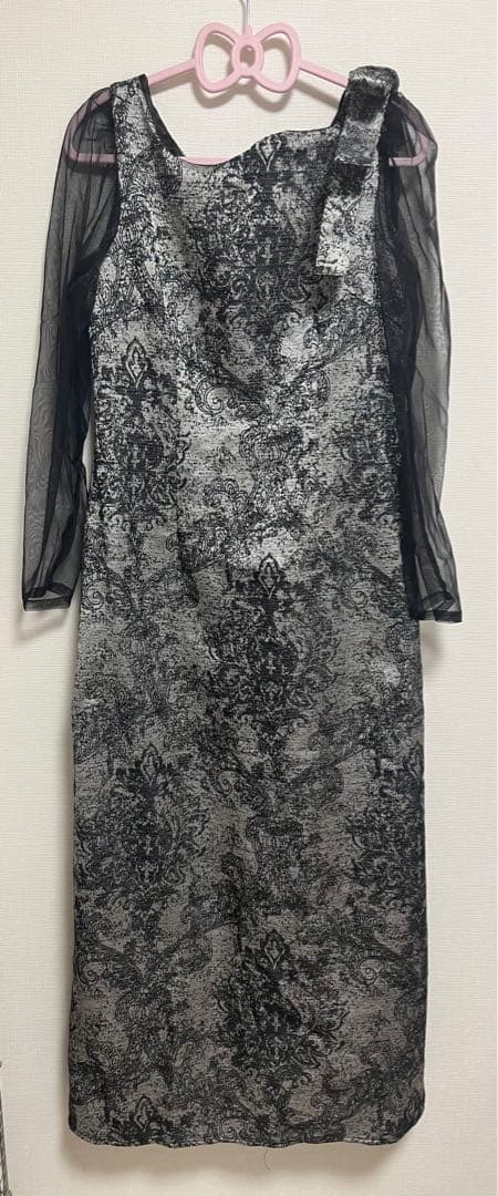 新品shoulder ribbon jacquard dress LE’RURE