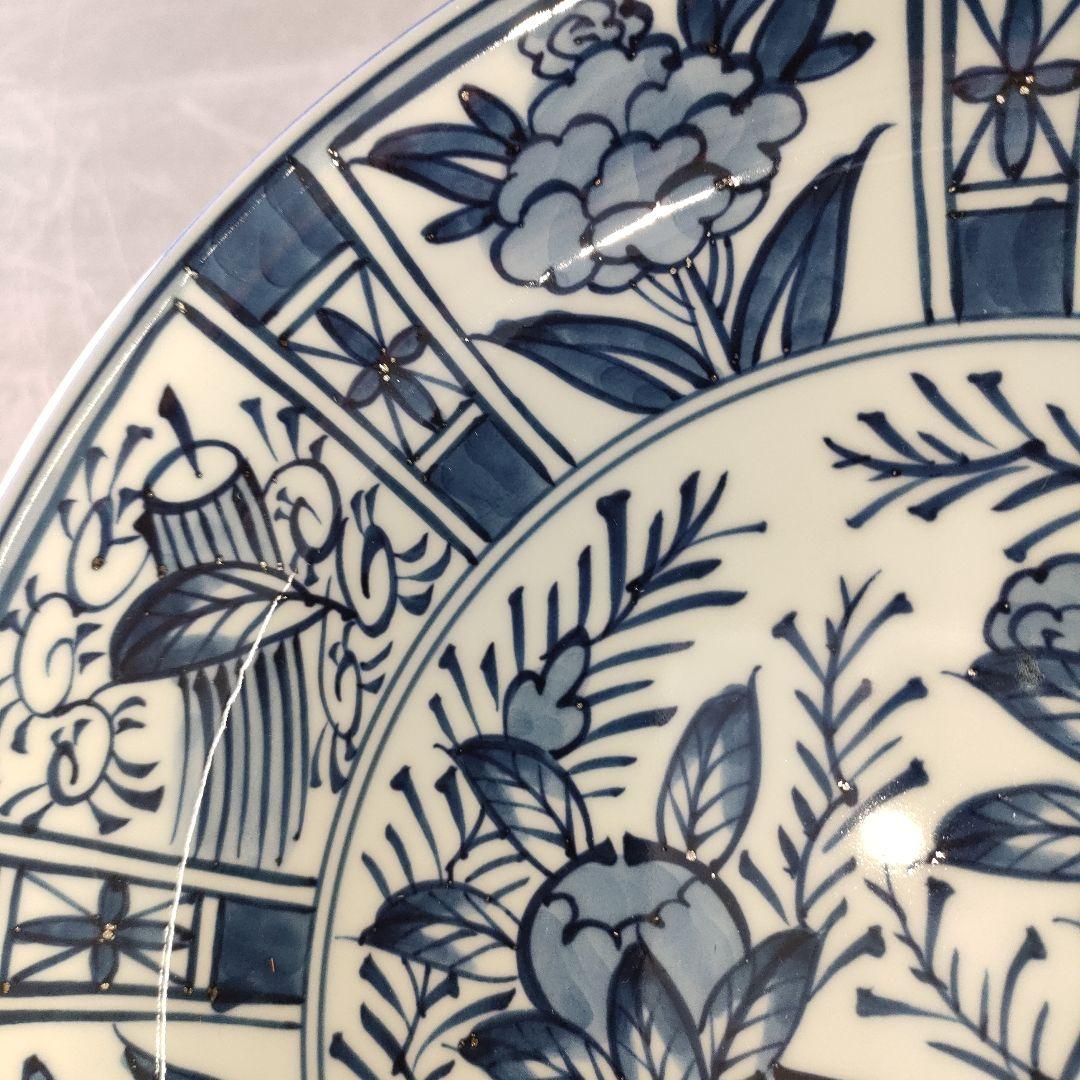 A1185-8/有田焼/源右衛門窯/染付芙蓉手皿6客/飾皿/盛皿/懐石道具/膾皿