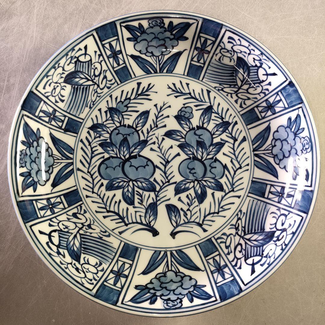 A1185-8/有田焼/源右衛門窯/染付芙蓉手皿6客/飾皿/盛皿/懐石道具/膾皿
