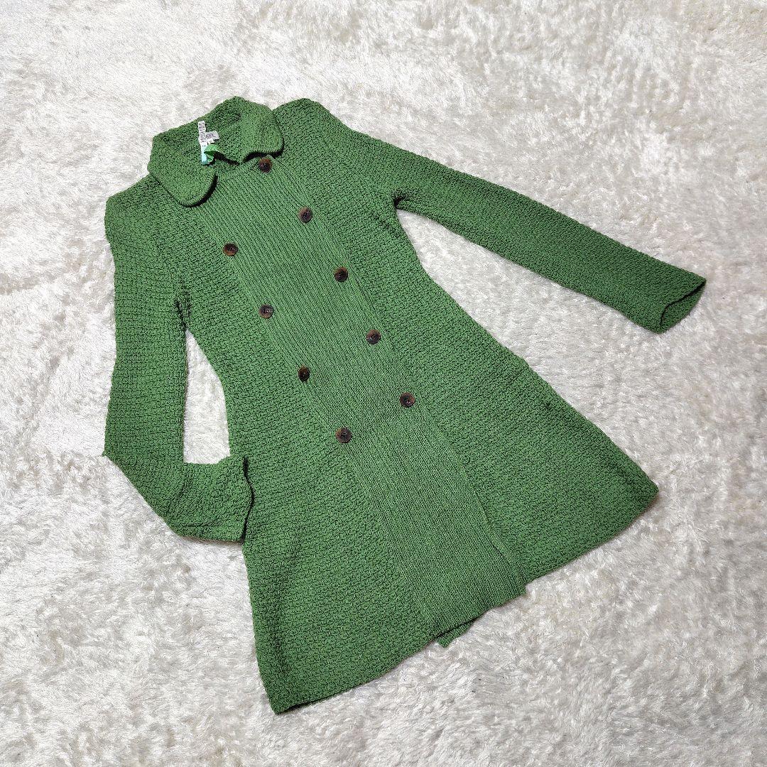 フォクシー　FOXEY　コート　ロング　ニット　ダブルボタン　アウター　FREE