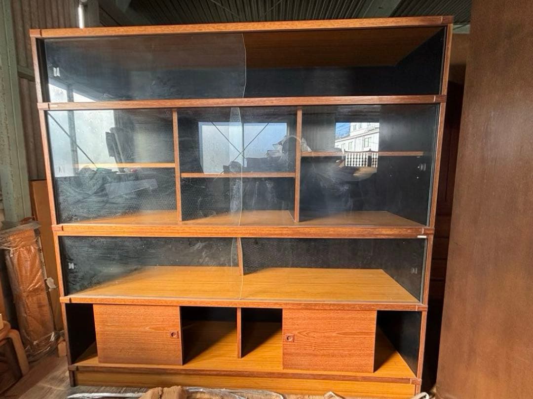 超希少pierre balmainヴィンテージ 昭和レトロ北欧風ガラス収納棚大型