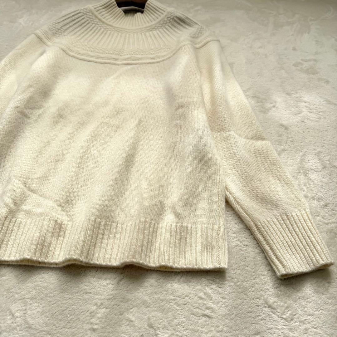 レリアン 上質カシミヤ100% ニット セーター 白 ホワイト トップス