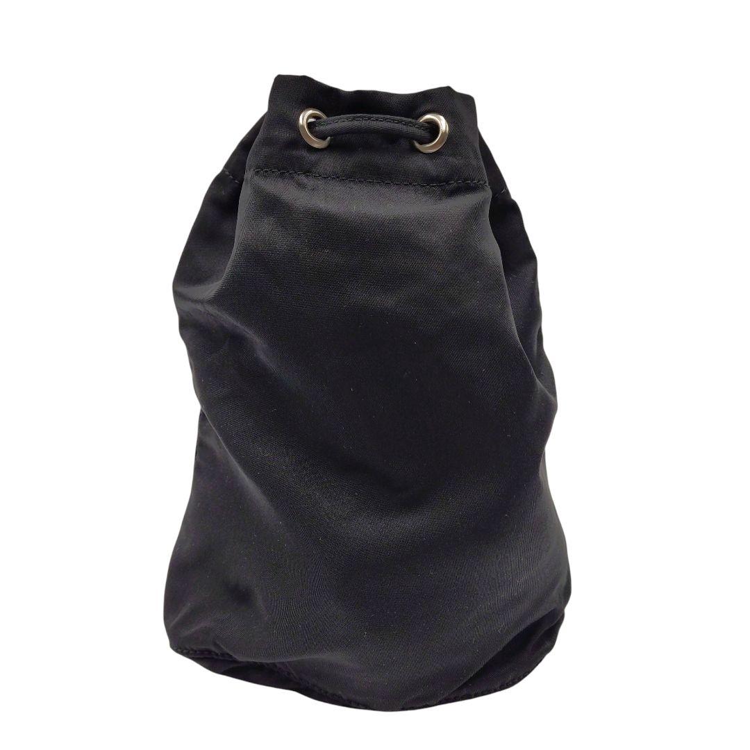 ★美品★PRADA プラダ 巾着 ポーチ 三角ロゴ ナイロン ブラック 黒