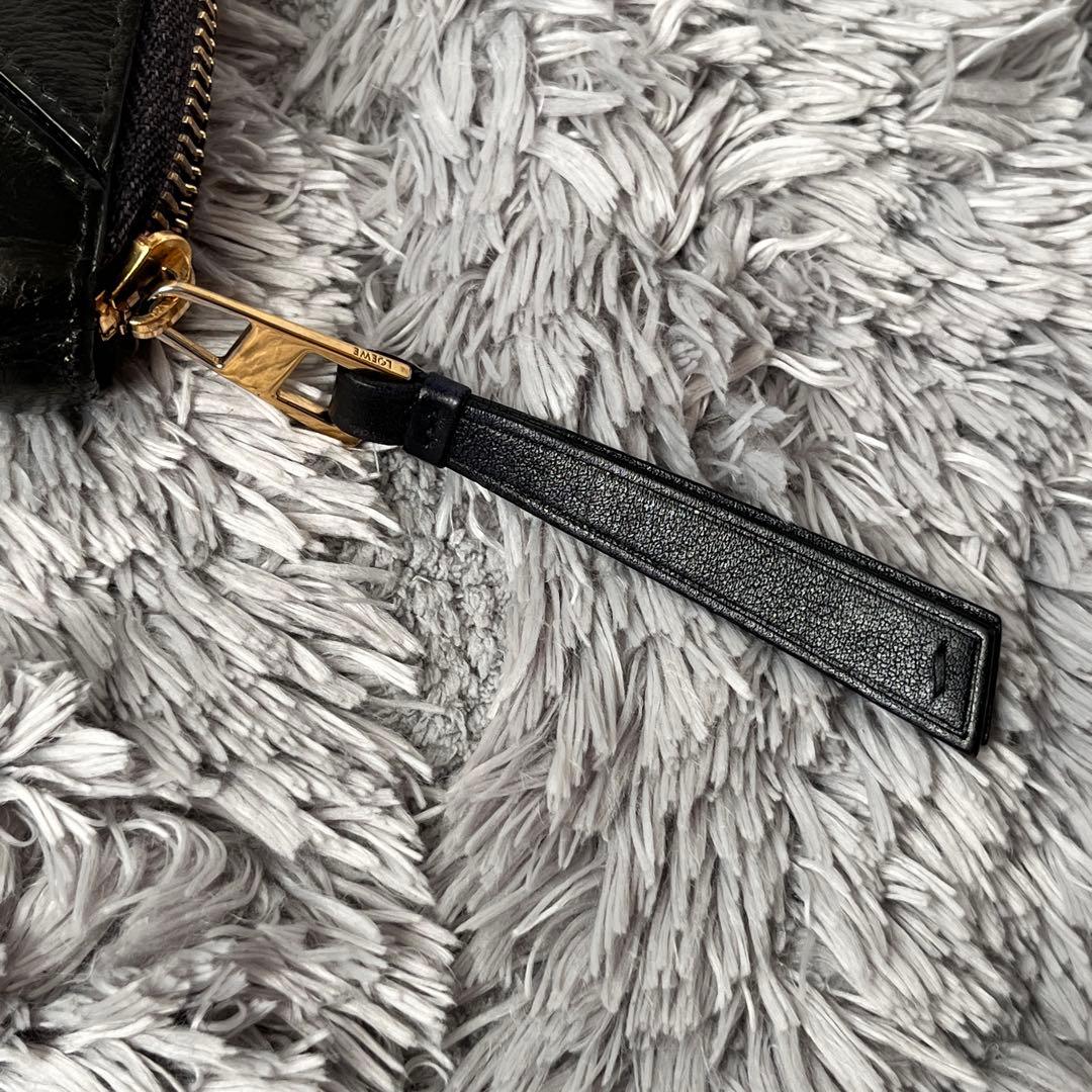 ロエベ　パズル　長財布　ラウンドファスナー　レザー　ブラック　メンズ