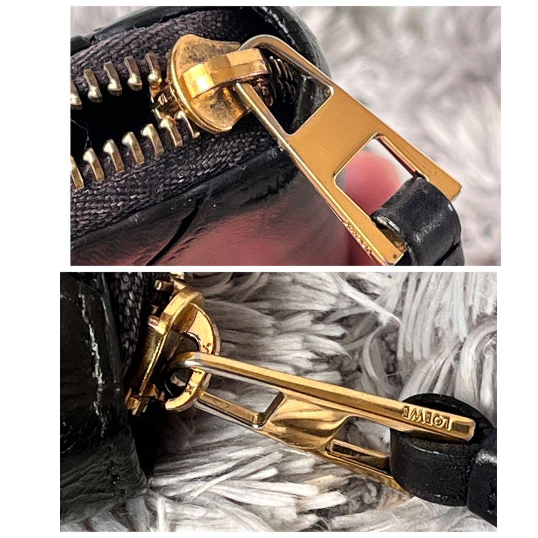 ロエベ　パズル　長財布　ラウンドファスナー　レザー　ブラック　メンズ