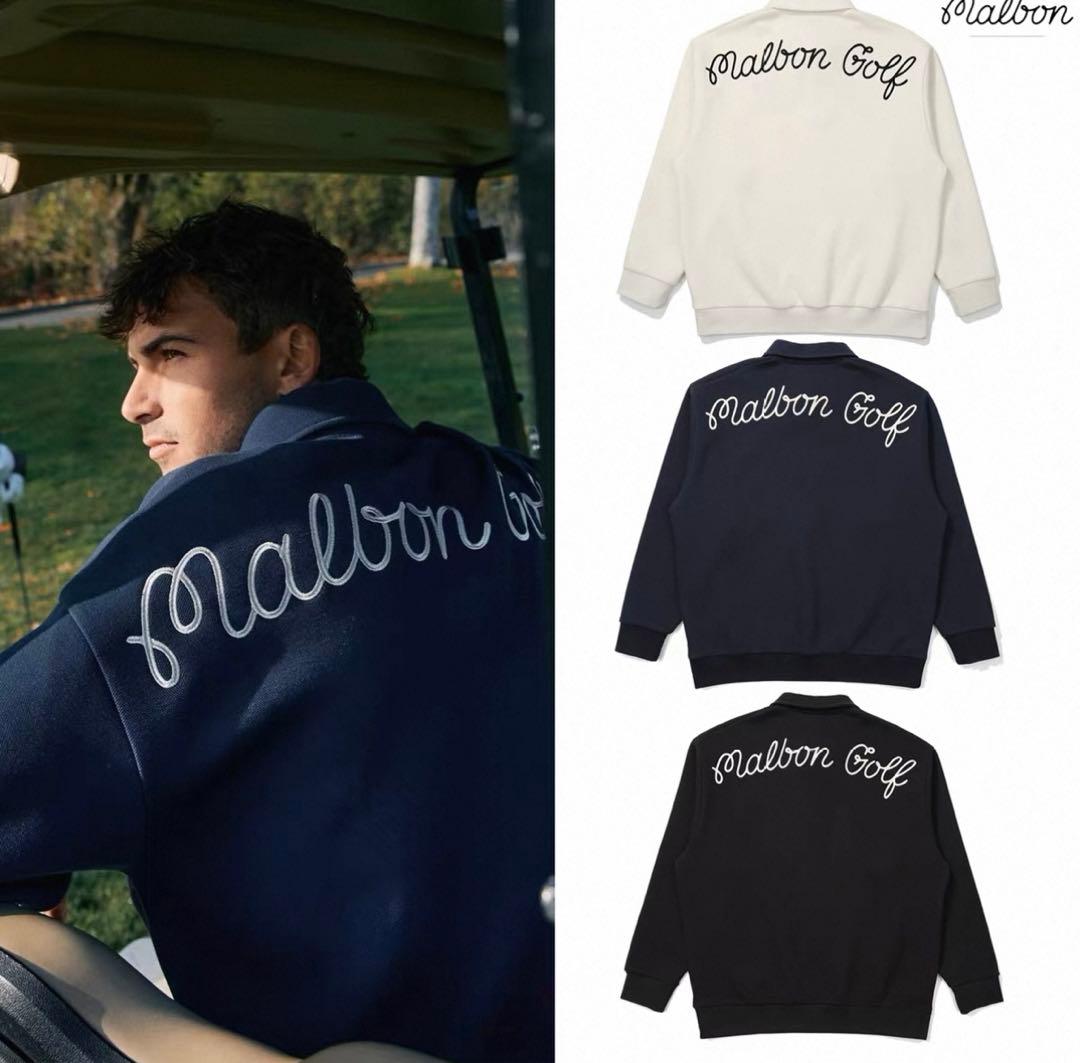 即日発送新品ゴルフ MALBON GOLF 長袖ハーフジップスウェット L