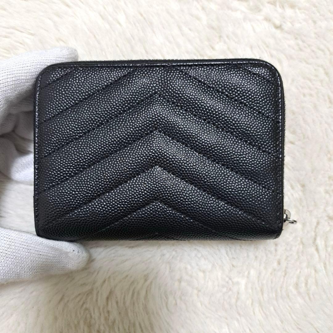 ✨極美品✨サンローラン　二つ折り　キャビアスキン　カサンドラ　ブラック　レザー