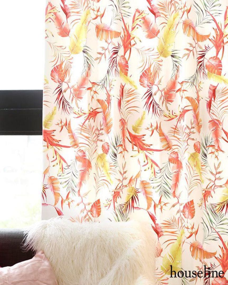 rady カーテン　200サイズと135サイズ2級遮光2枚組　ボタニカルフラワー