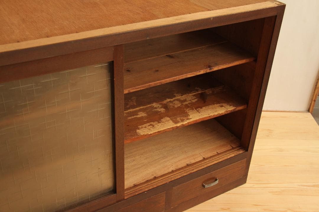 棚　両面引き戸　木製　アンティーク　古道具　古家具