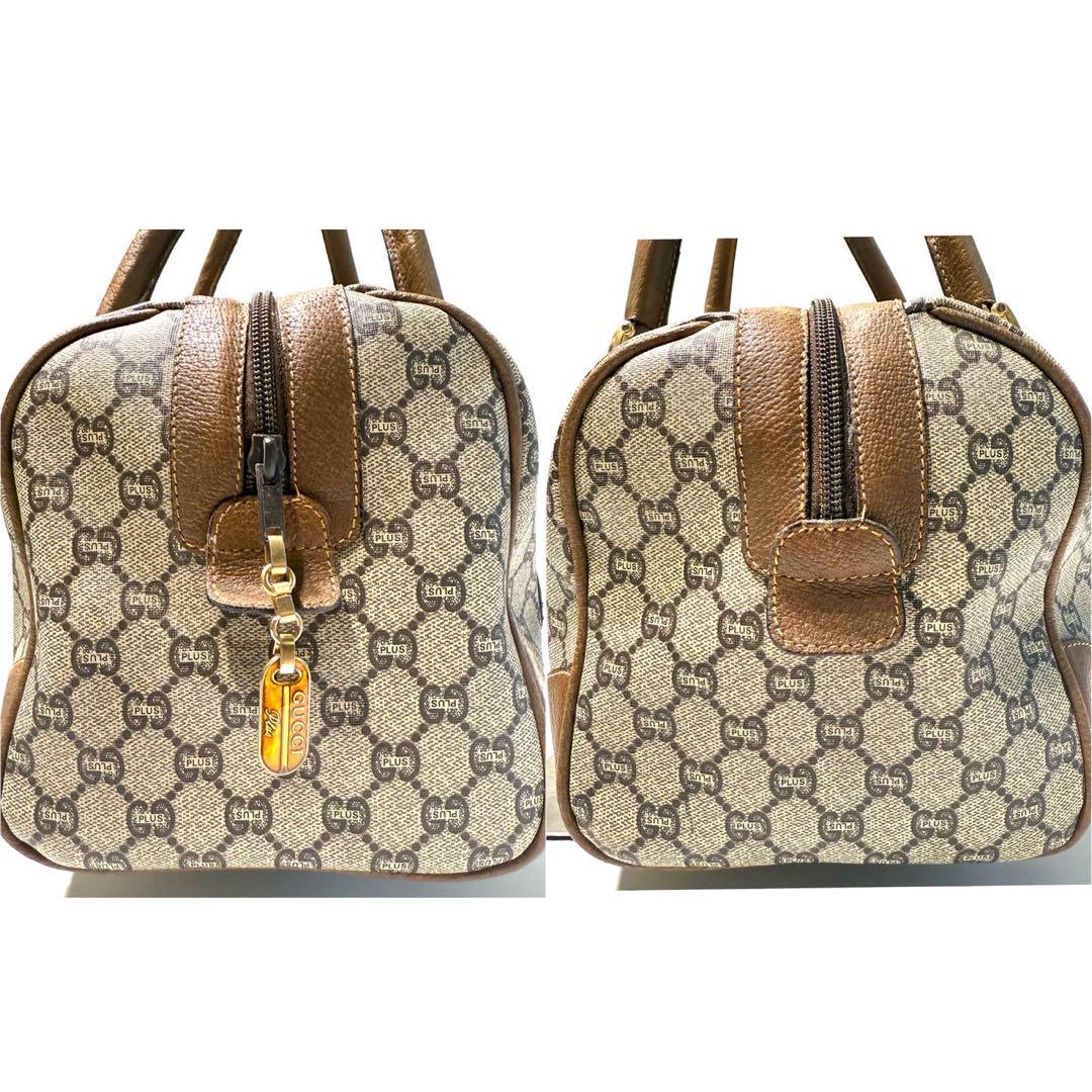 美品 オールドグッチ グッチプラス GGスプリーム ロゴ金具 ボストンバッグ