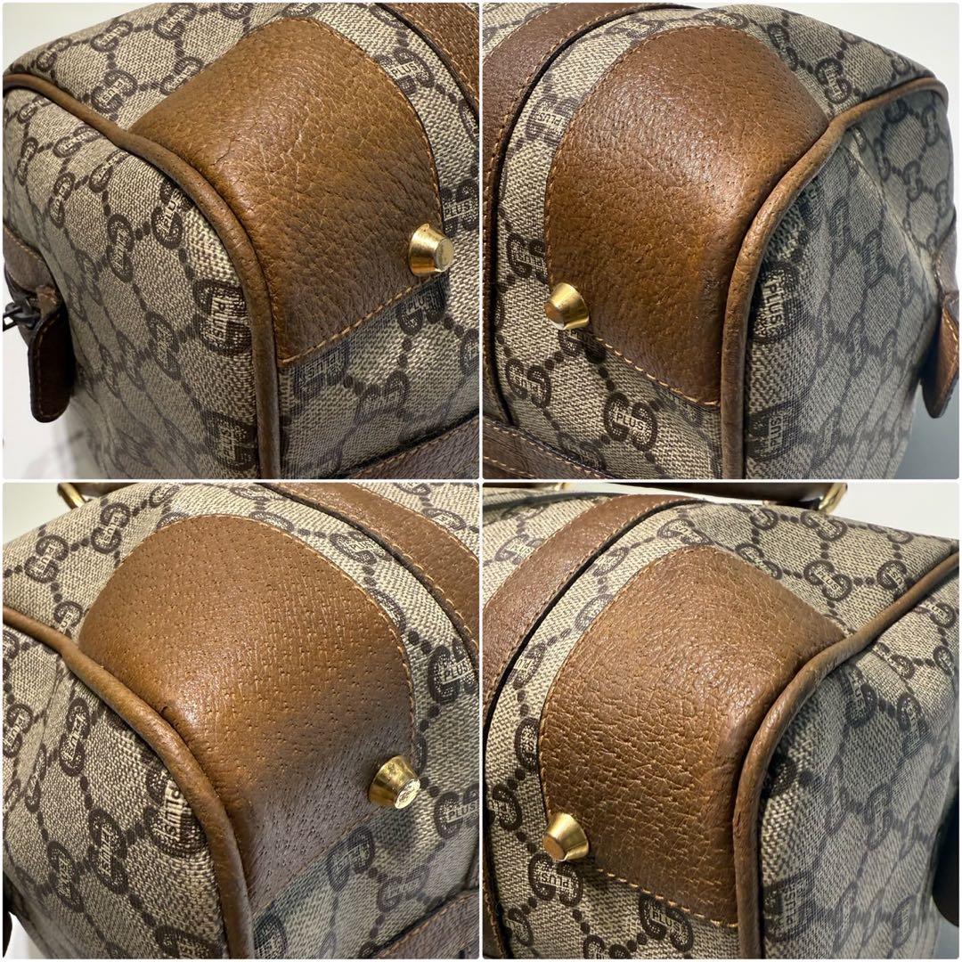 美品 オールドグッチ グッチプラス GGスプリーム ロゴ金具 ボストンバッグ
