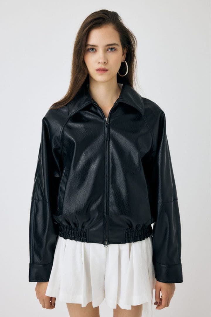 MOUSSY F/LEATHER GATHER ブルゾン レザージャケット