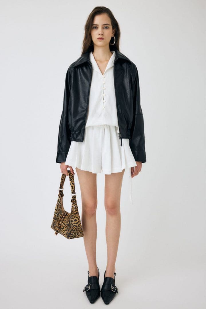 MOUSSY F/LEATHER GATHER ブルゾン レザージャケット