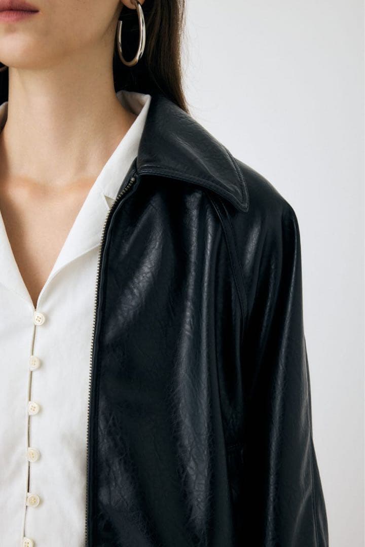 MOUSSY F/LEATHER GATHER ブルゾン レザージャケット