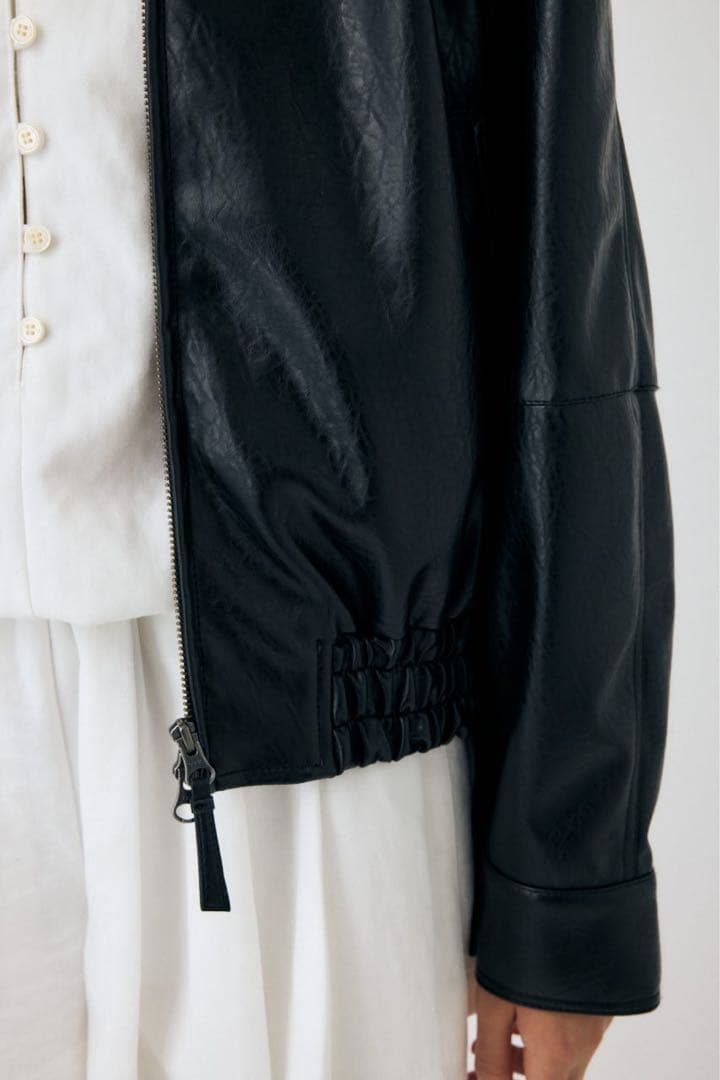 MOUSSY F/LEATHER GATHER ブルゾン レザージャケット