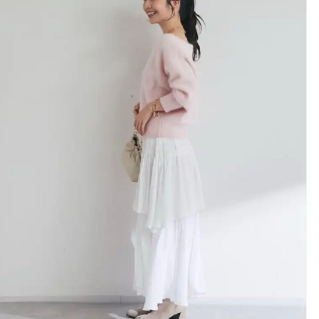 【La boutique BonBon】ヘアリーウールカシミヤ混オフショルニット