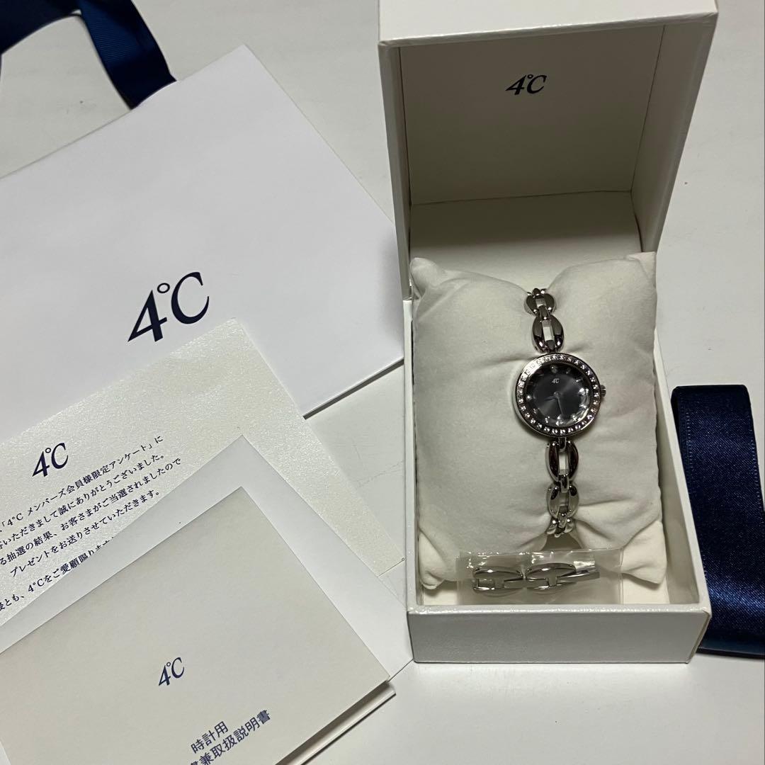 稼動品 4℃ ストーン付 ソーラー式腕時計