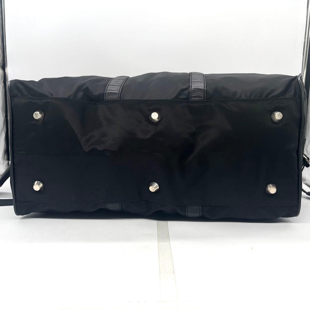 【美品】PRADA ブラック ボストンバッグ ナイロン トライアングルロゴ