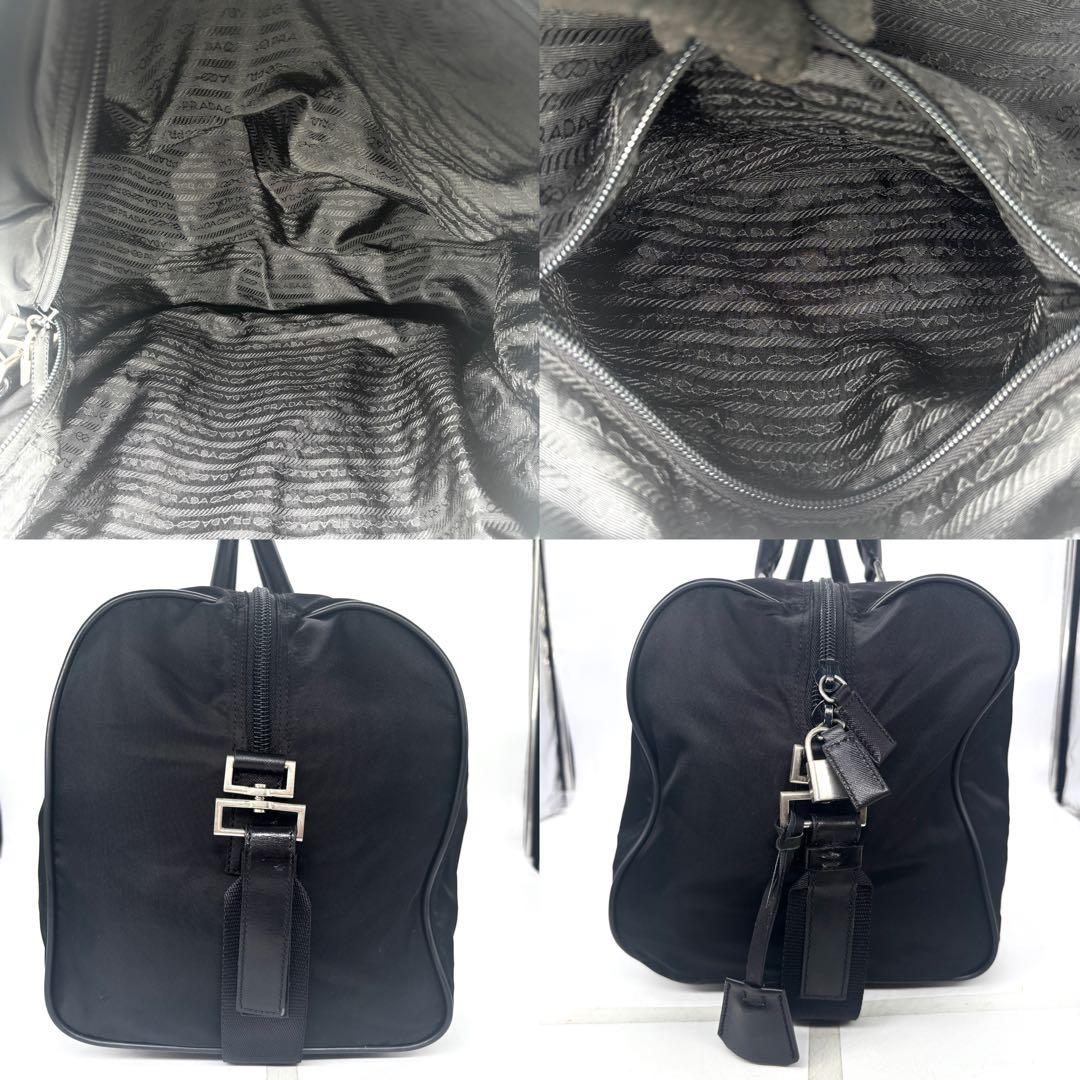 【美品】PRADA ブラック ボストンバッグ ナイロン トライアングルロゴ
