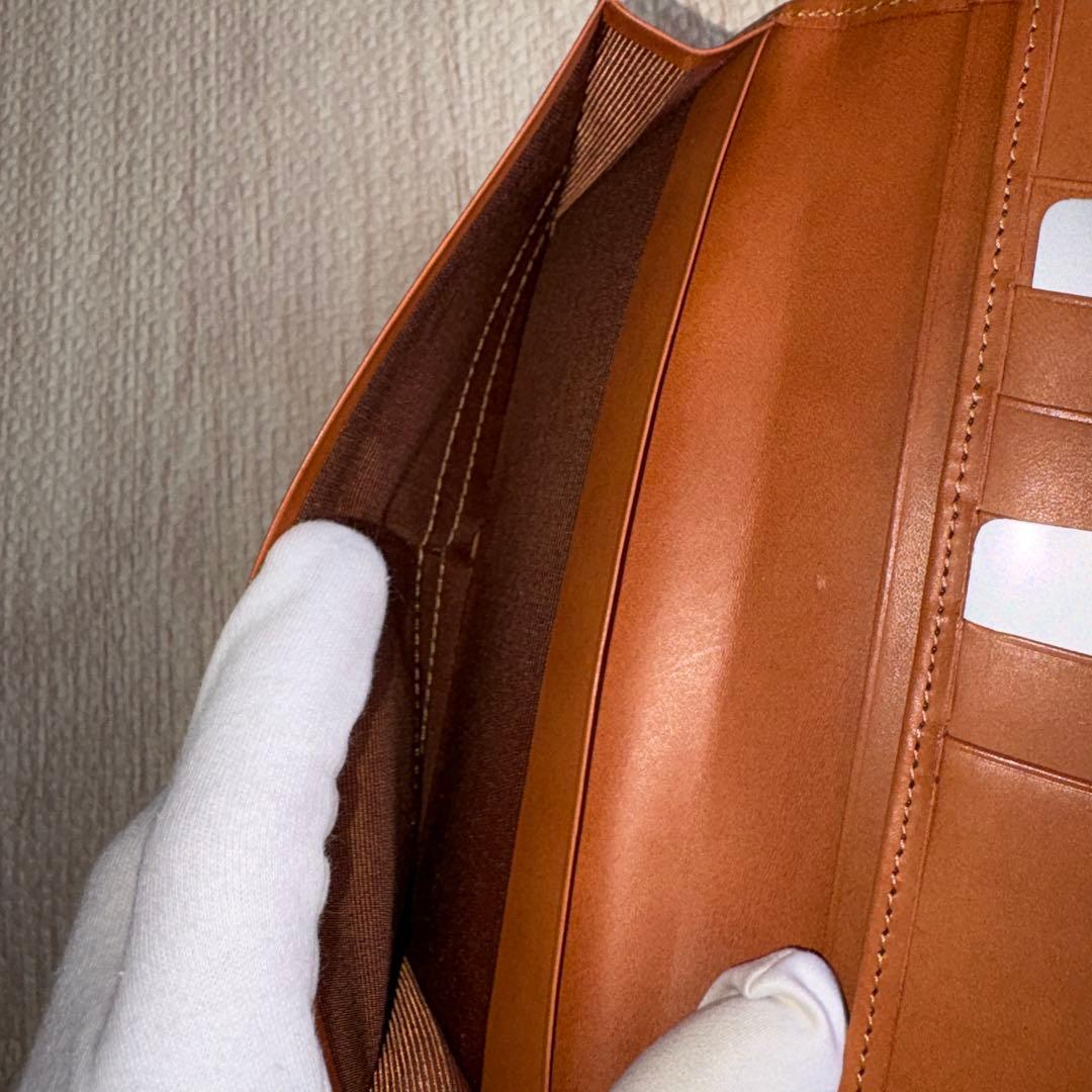 極美品 土屋鞄 長財布 長札入れ ヌメ革 ブラウン 小銭入れ無し