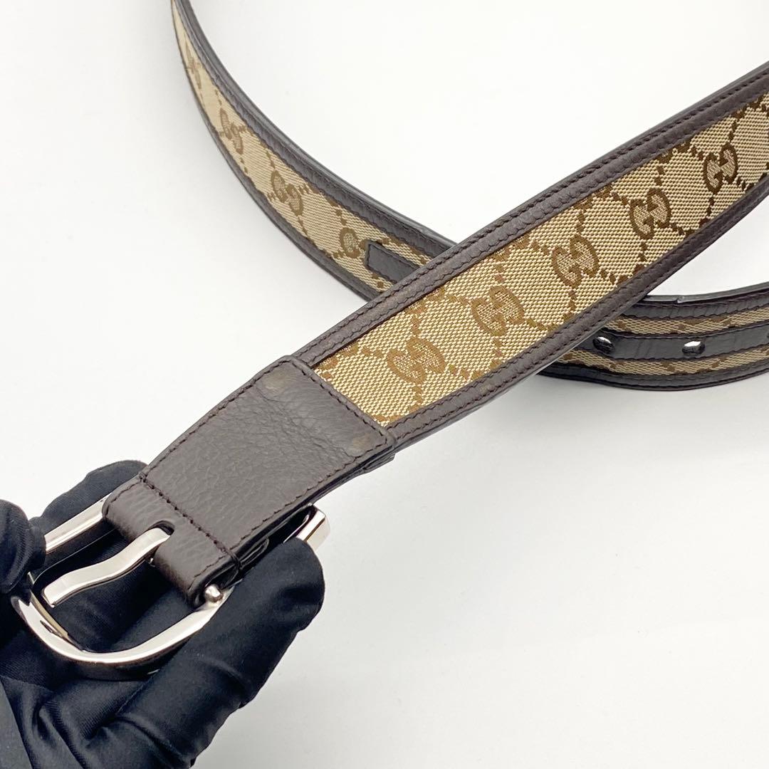 【美品】GUCCI・グッチ・ベルト・GGキャンバス・ブラウン