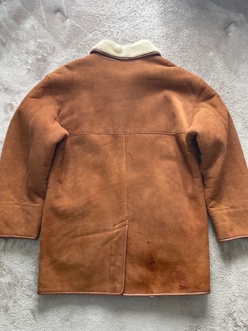 アクアスキュータムAquascutum ムートン コート 羊革 ラムレザー 茶