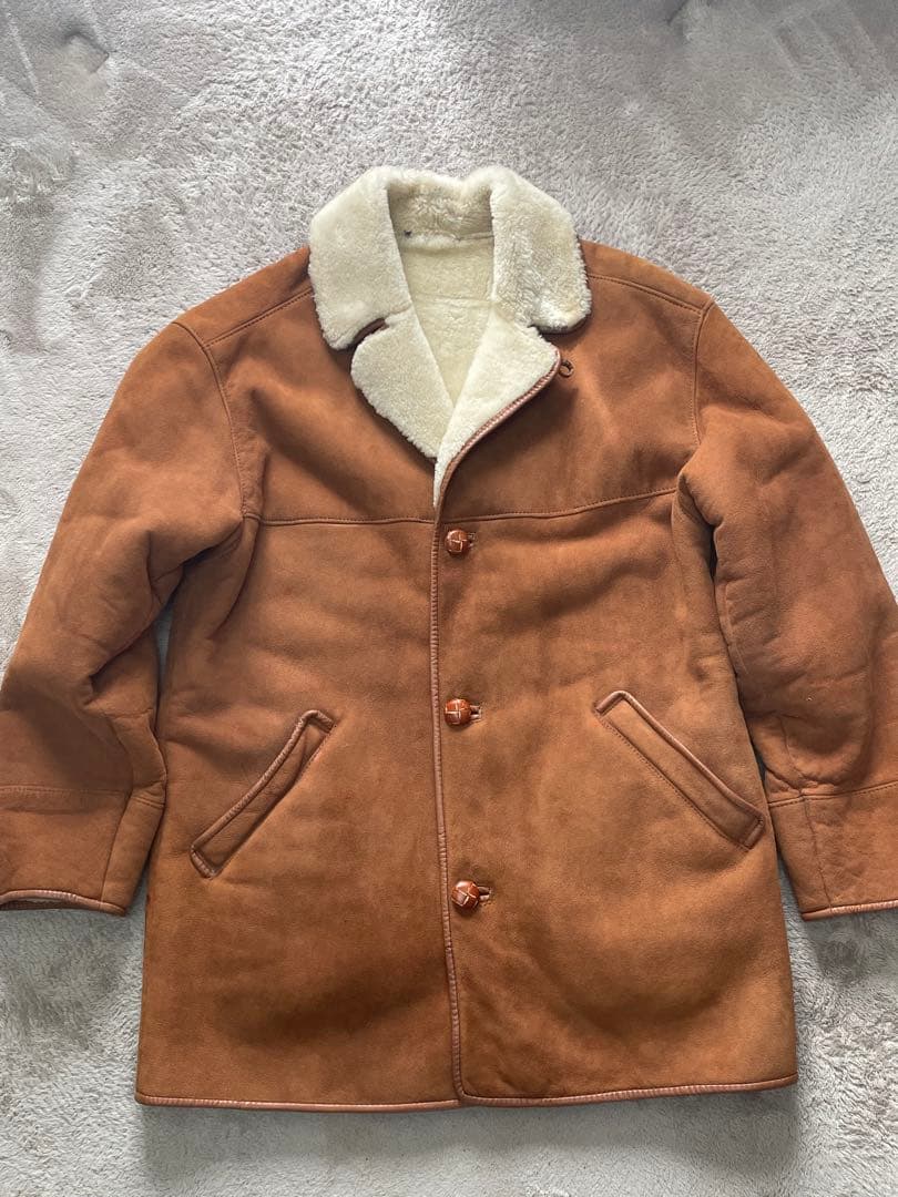 アクアスキュータムAquascutum ムートン コート 羊革 ラムレザー 茶