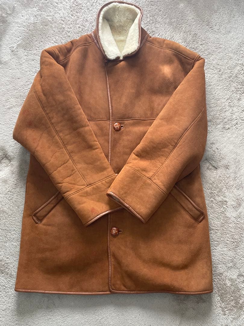 アクアスキュータムAquascutum ムートン コート 羊革 ラムレザー 茶