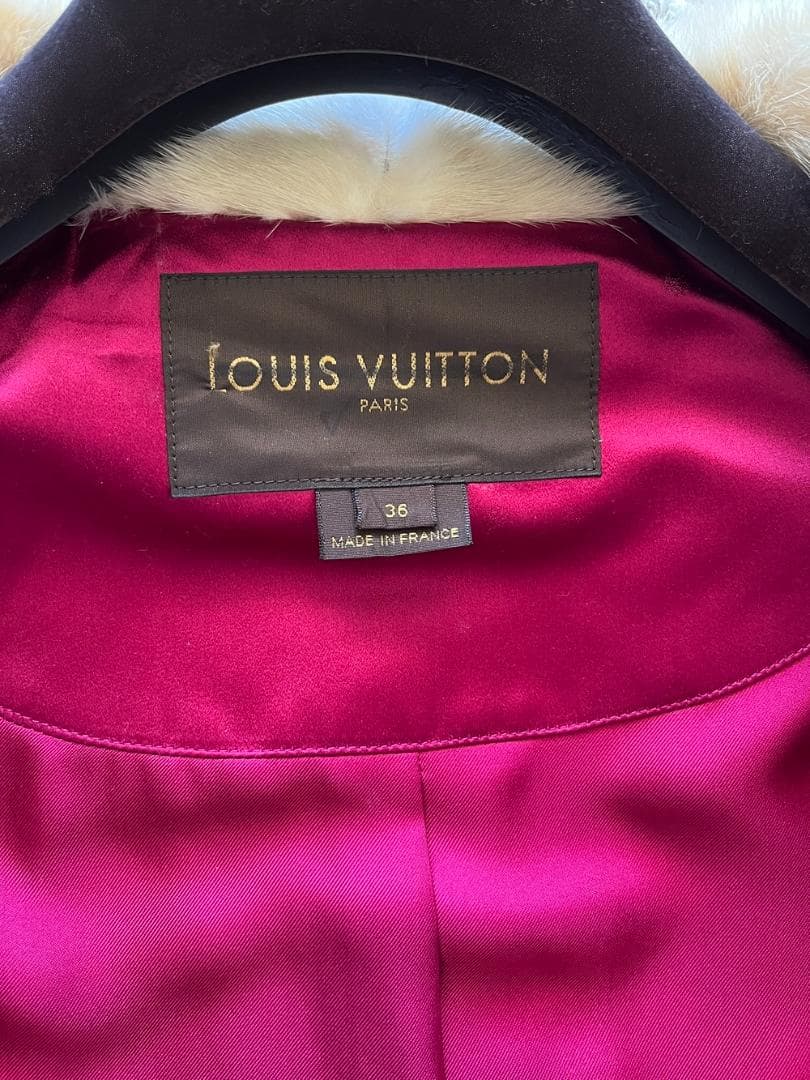 Louis Vuitton ホットピンク ミンク襟 ツイード ショートジャケット