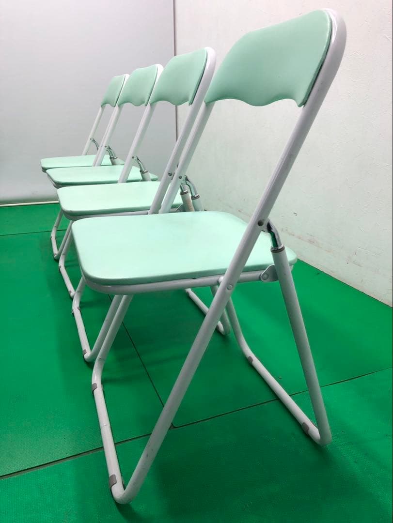 ☆引き取り限定販売☆折りたたみ椅子　4脚セット　ミント