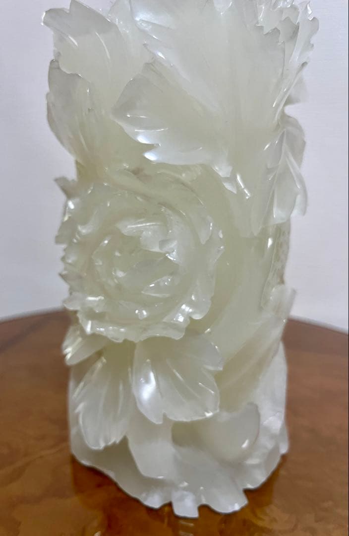 白玉石　富貴牡丹 中国美術