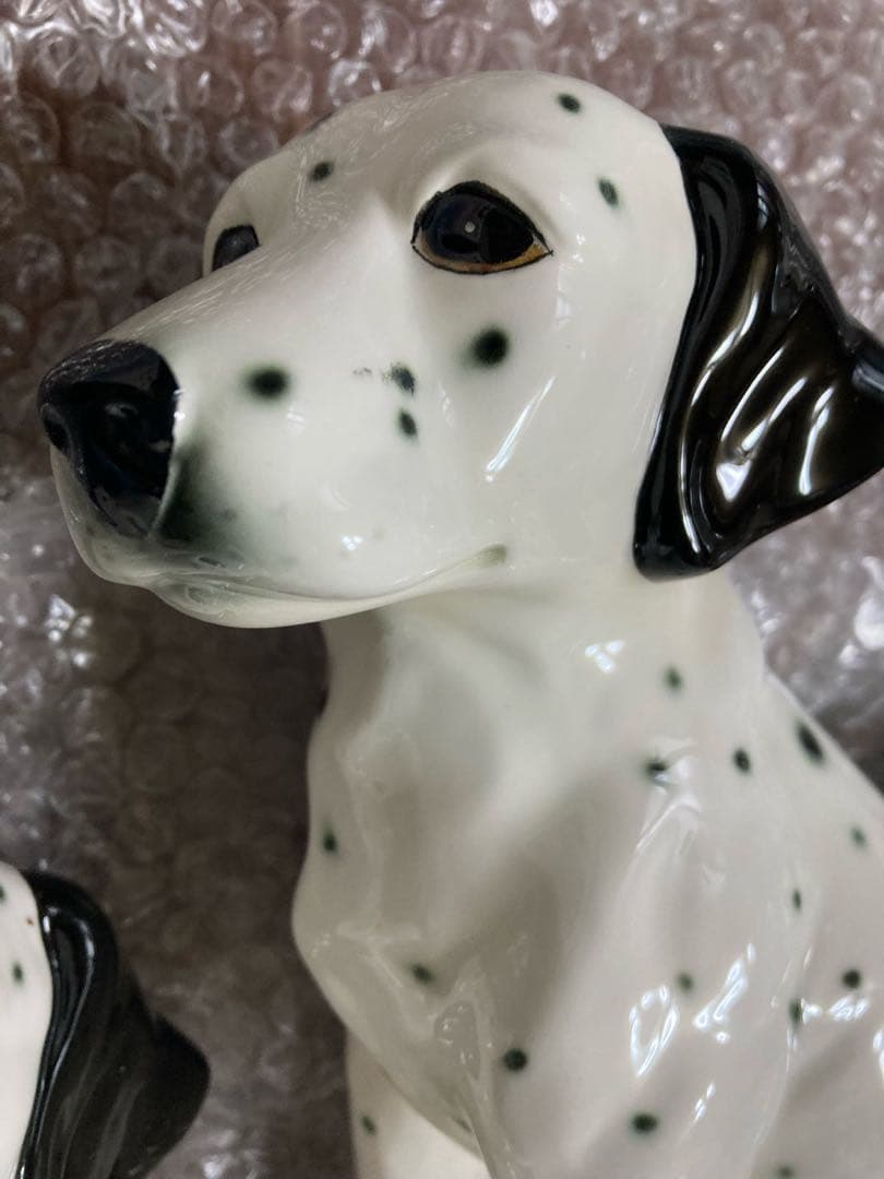 廃盤加藤工芸ダルメシアン犬の陶器製置物4体+1セット