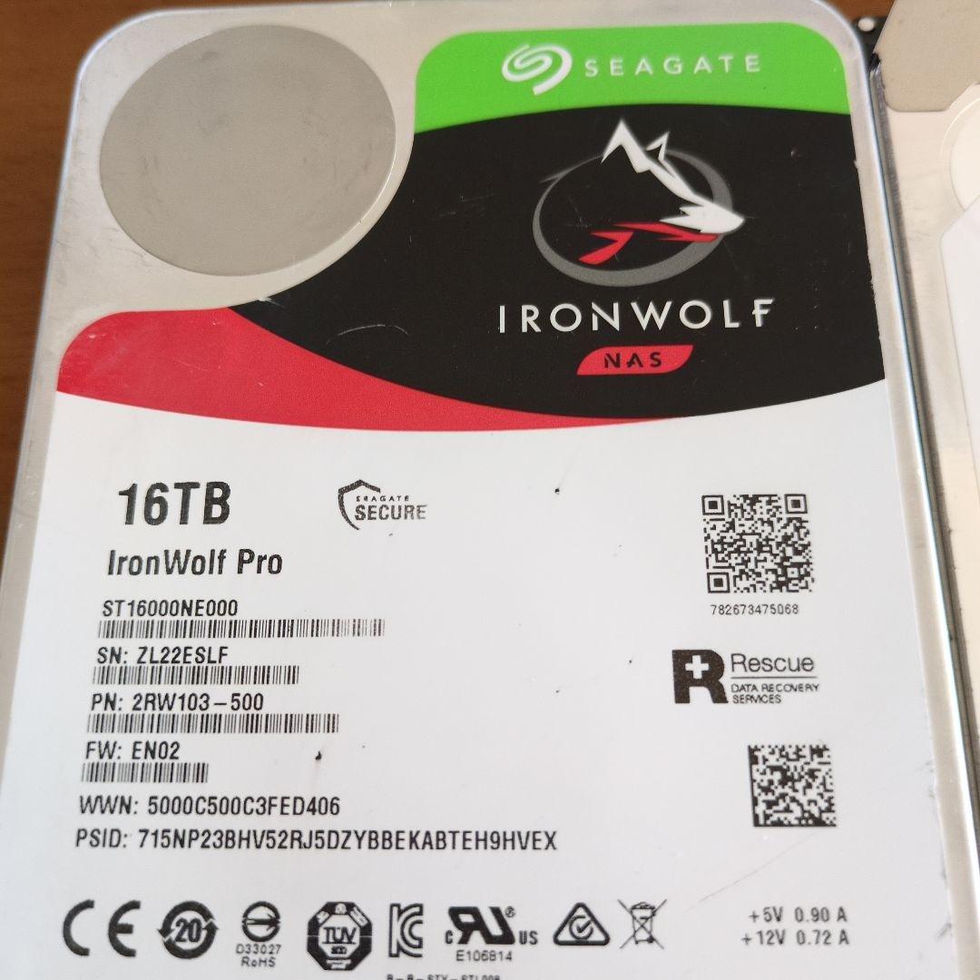 外付けハードディスク・ドライブ Seagate IronWolf Pro 16TB HDD14TB
