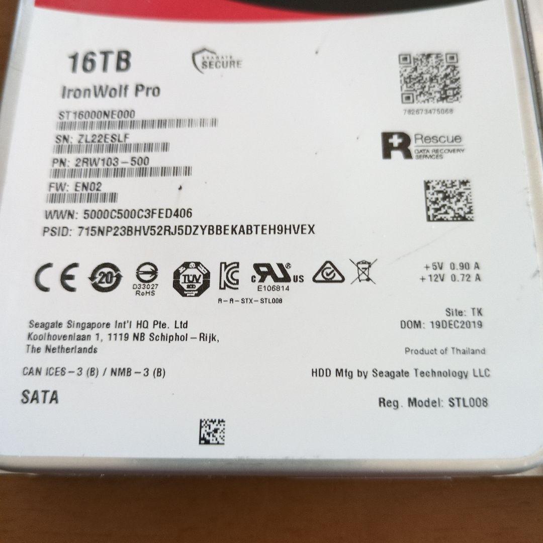 外付けハードディスク・ドライブ Seagate IronWolf Pro 16TB HDD14TB