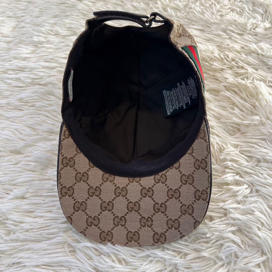 【未使用に近い】グッチ キャップ GG柄 シェリーライン キャンバス 帽子