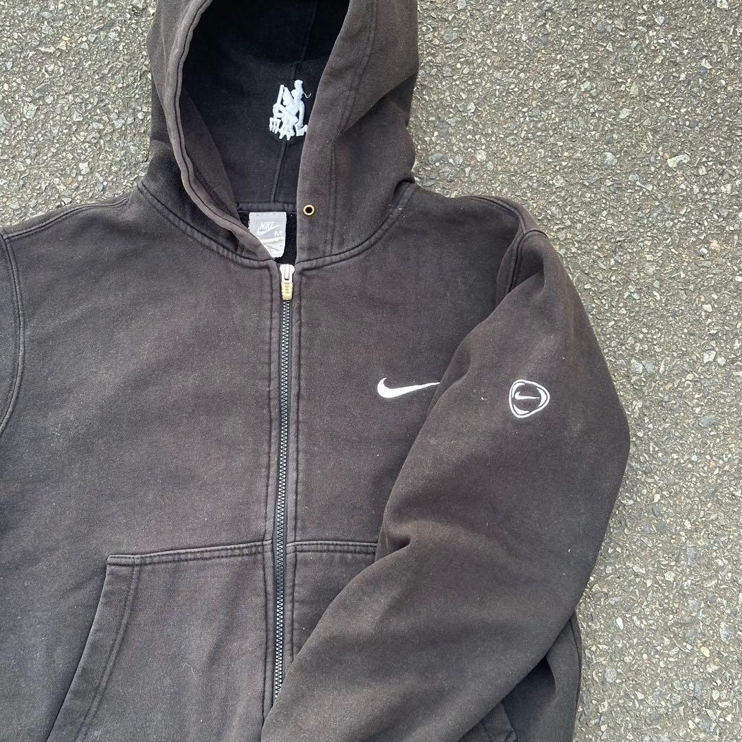 00s NIKE ジップパーカー　短丈　ブラック　フェード　Y2K