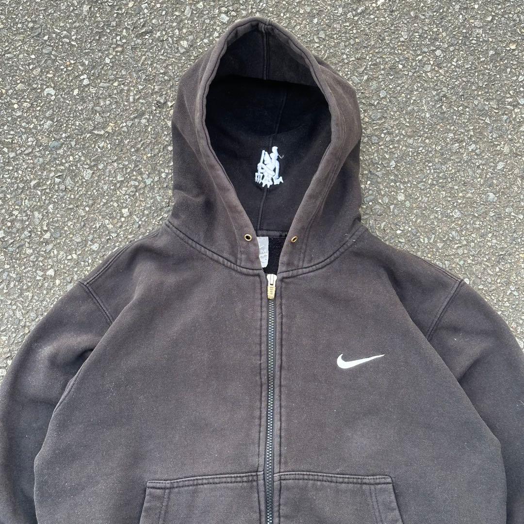 00s NIKE ジップパーカー　短丈　ブラック　フェード　Y2K