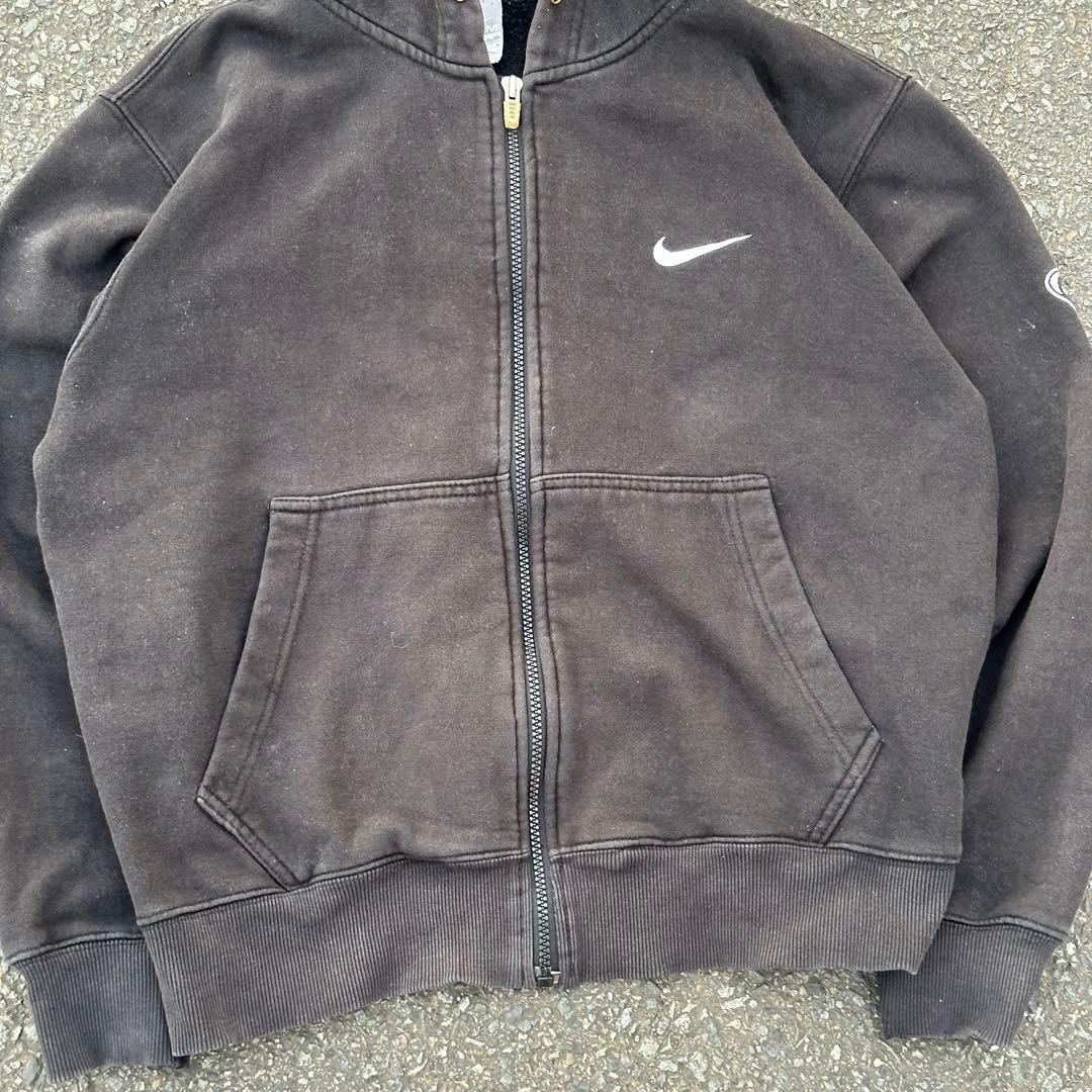 00s NIKE ジップパーカー　短丈　ブラック　フェード　Y2K
