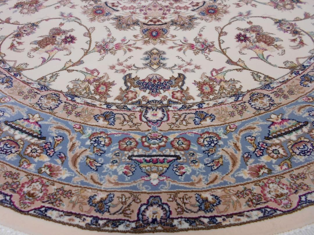 170万ノット、多色織！輝く、本場イラン産 絨毯！円形200cm‐200941