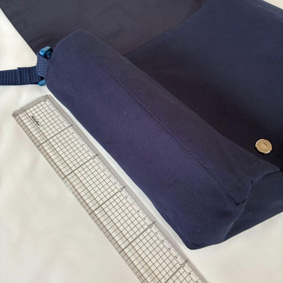 こん　手刺繍　ショルダーバッグ　通しマチ　濃紺　調整ベルト付き　【2/2】