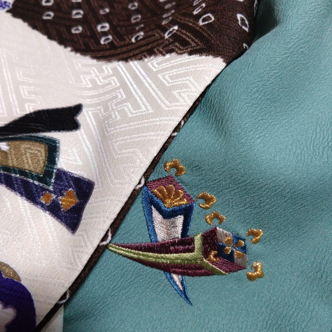 足袋雪駄付き★三歳★男の子★青緑色被布＆茶白着物