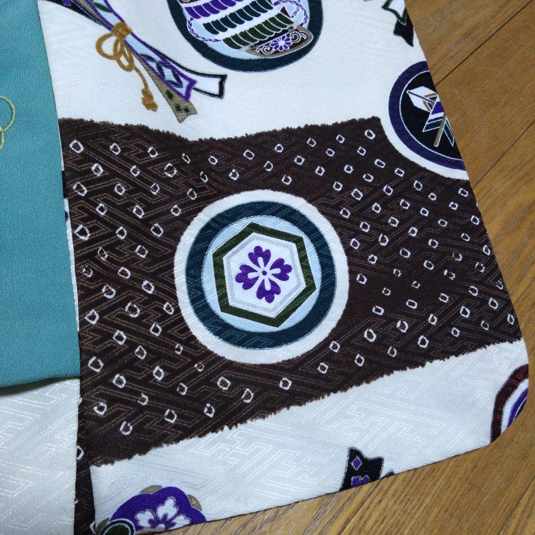 足袋雪駄付き★三歳★男の子★青緑色被布＆茶白着物