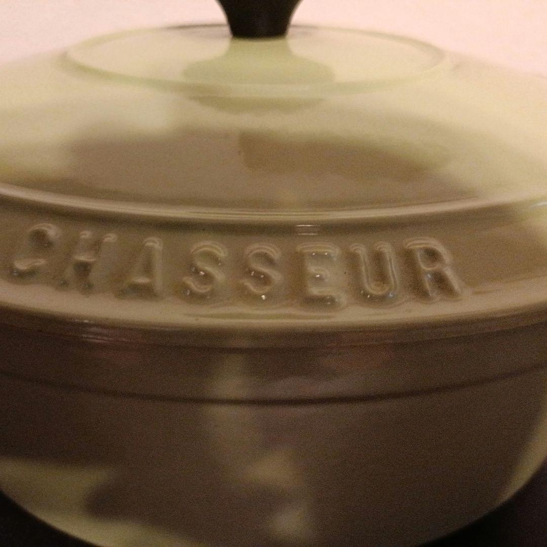 フランスの名品　CHASSEUR グリーン ホーロー鍋 中型 28センチ