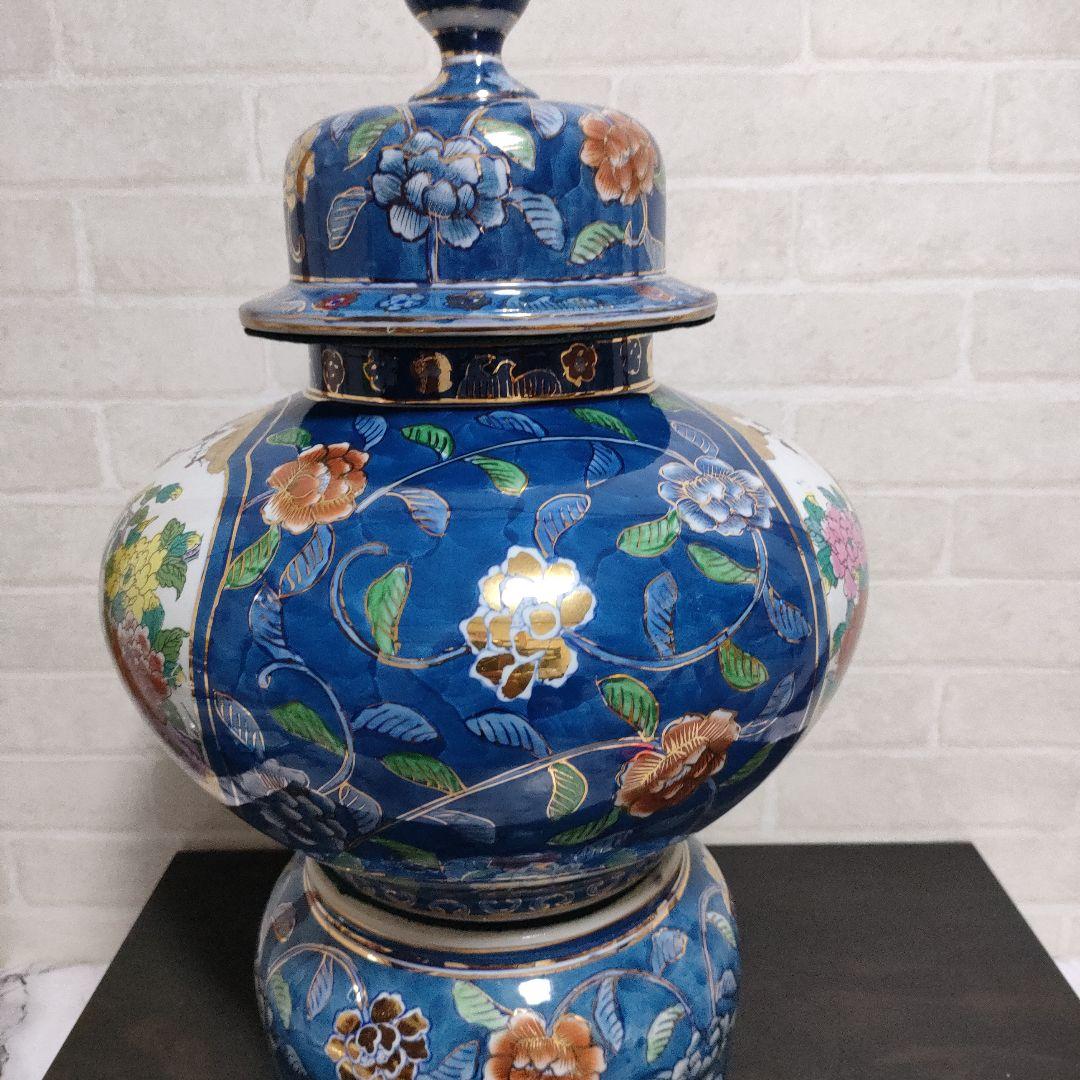 有田焼 古許窯 菊水作 孔雀雉絵図 沈香壺 飾壺 高さ50cm 古美術 骨董品